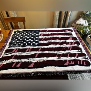 The NORTHWEST CO VTG 90s American flag tapestry throw blanket 57 x 43 USA-MADE
